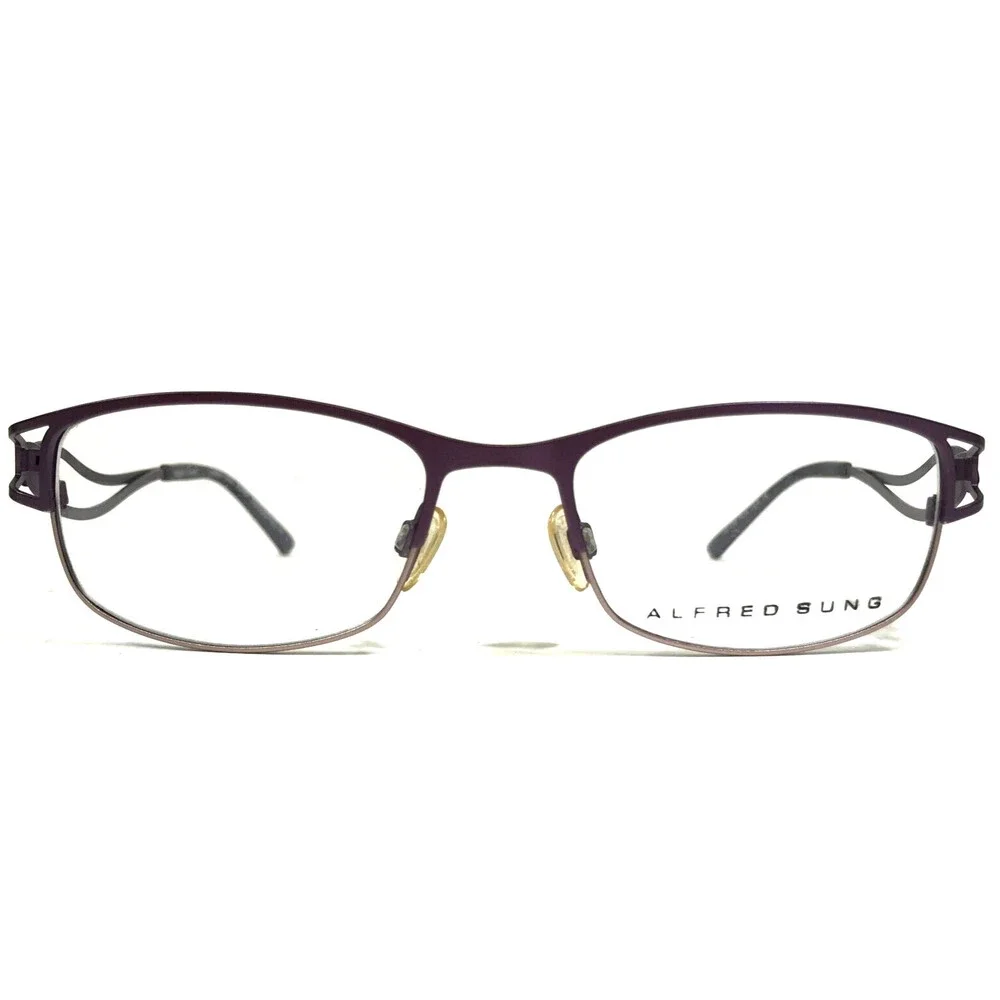 Alfred Sung Eyeglasses Frames AS4995 PLM CEN Purple Plum Wavy Arms 49-17-135